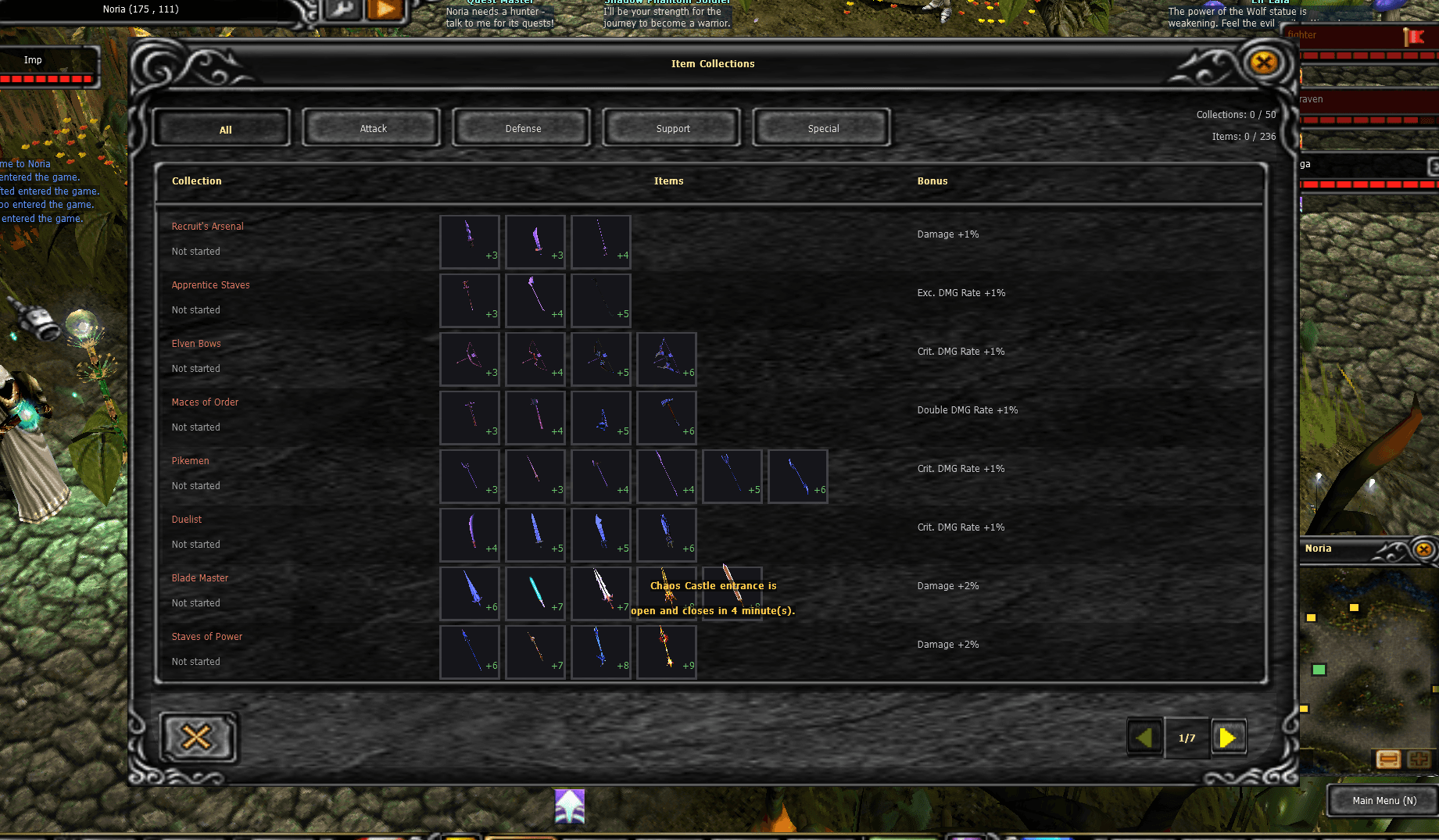 The Item Collections window