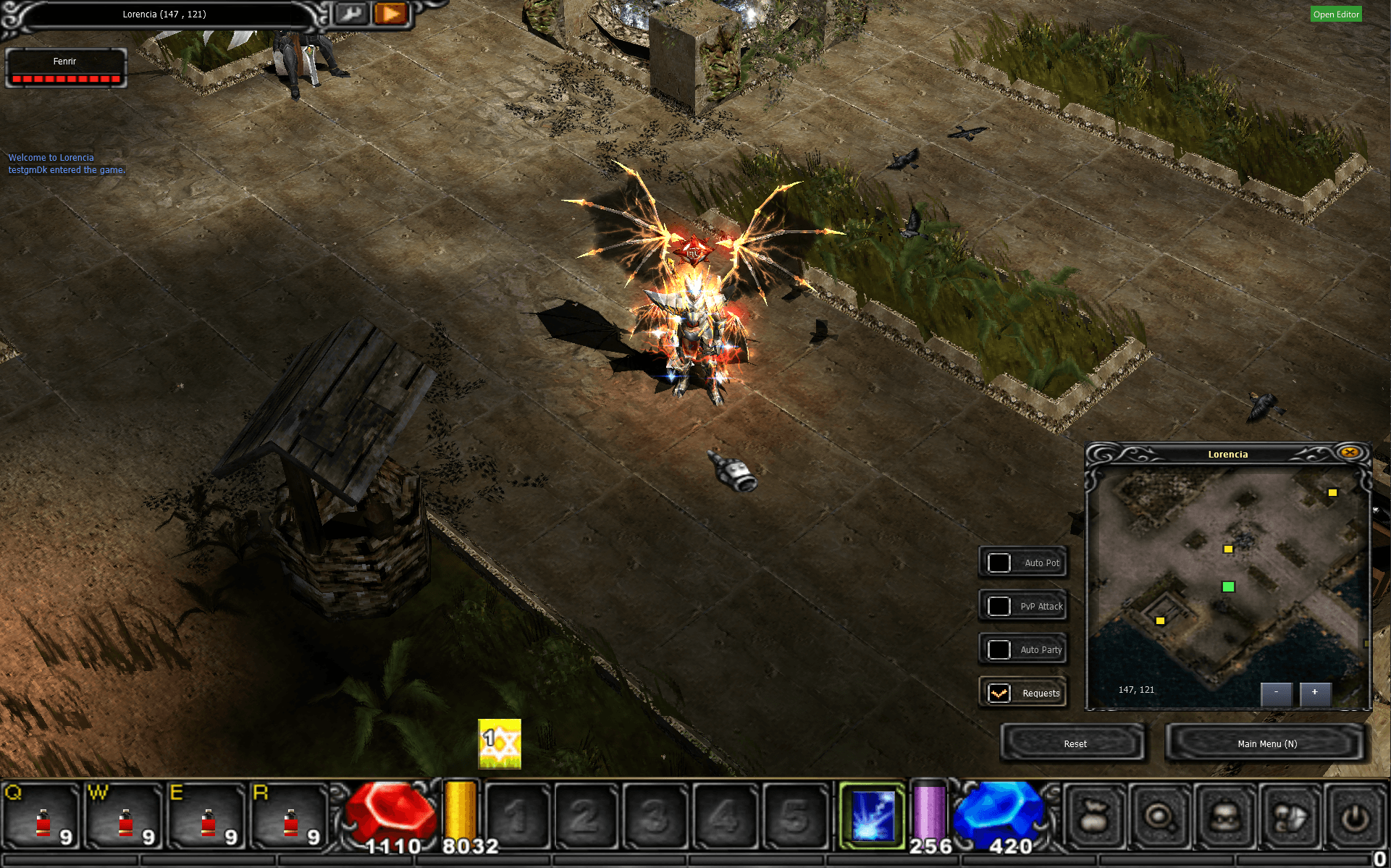 MU Reforge HUD im Spiel mit Nummerierung